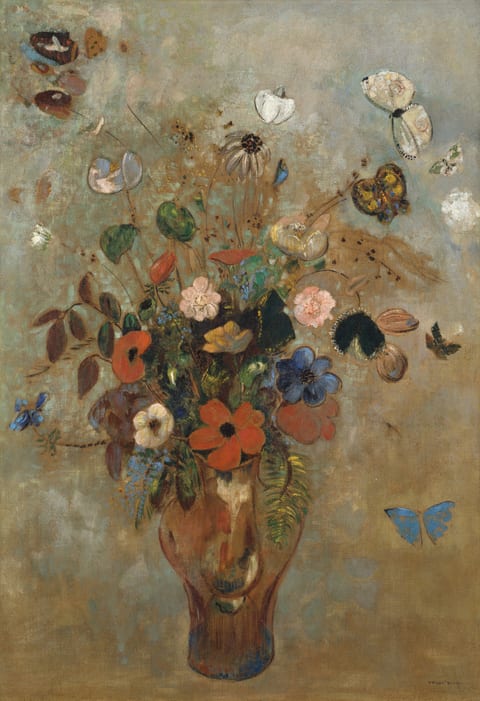Still Life with Flowers by Odilon Redon, oil on canvas